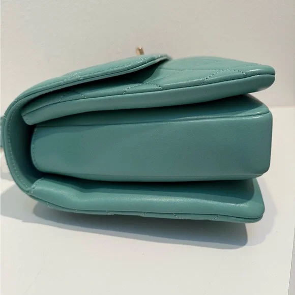 CHANEL Turquoise Lambskin Quilted Small Trendy CC Dual Handle Flap Bag - Picture 9 of 12